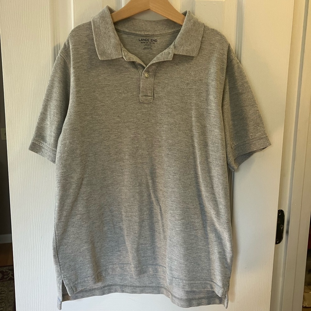 EUC Lands' End Gray Polo Shirt Sz M (10-12)